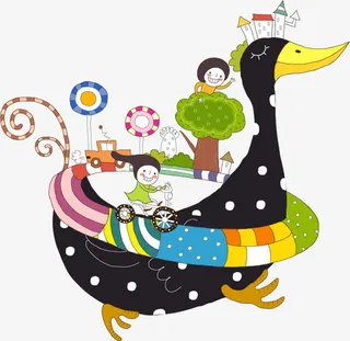 梦幻天真装饰儿童画免抠