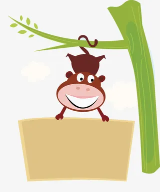 倒挂树枝的猴子矢量素材免抠