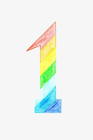 手绘彩虹数字1免抠