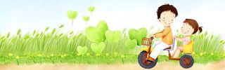 手绘草坪卡通儿童banner高清