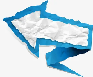 蓝色手绘箭头指示免抠