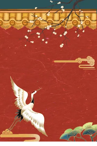 国风国潮中国风仙鹤背景11高清