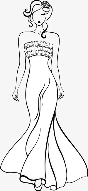 卡通真丝长裙手绘图免抠