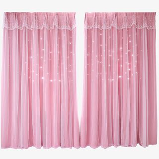 星星韩式粉色窗帘免抠