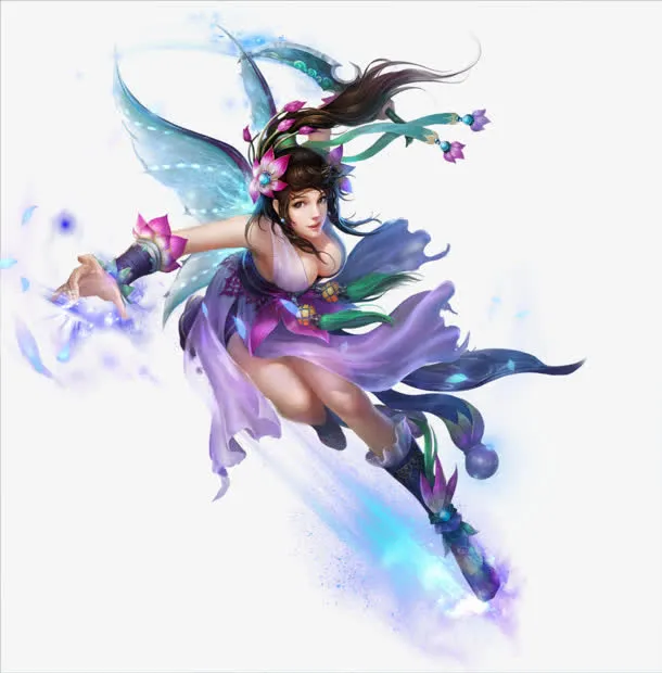 荷花服装美女 png素材免抠