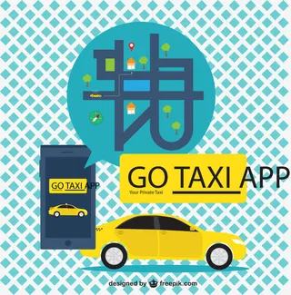 出租车应用背景矢量素材