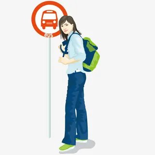 等车的女孩免抠