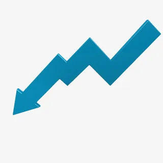 蓝色向下滑箭头免抠