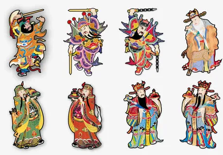8款中国传统门神财神年画矢量免抠 8款中国传统门神财神年画矢量免抠