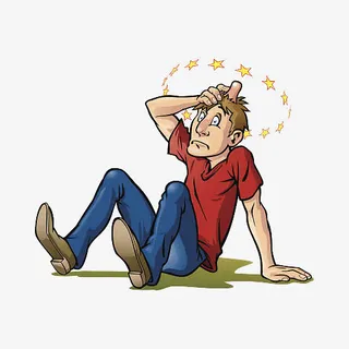 卡通被撞头起包的眩晕男人免抠