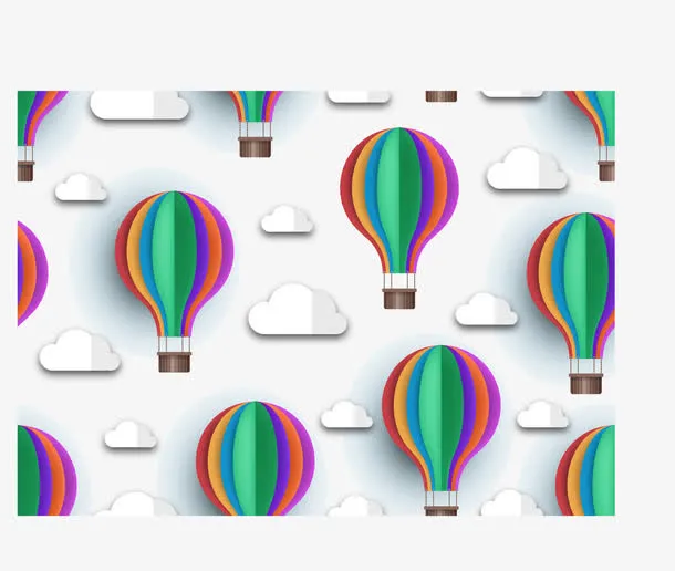 彩色热气球免抠