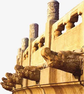 中国风石桥金色国庆免抠