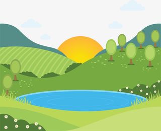 春天明媚阳光小溪免抠