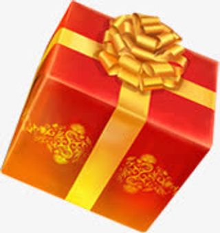 红色印花金色礼盒元旦免抠