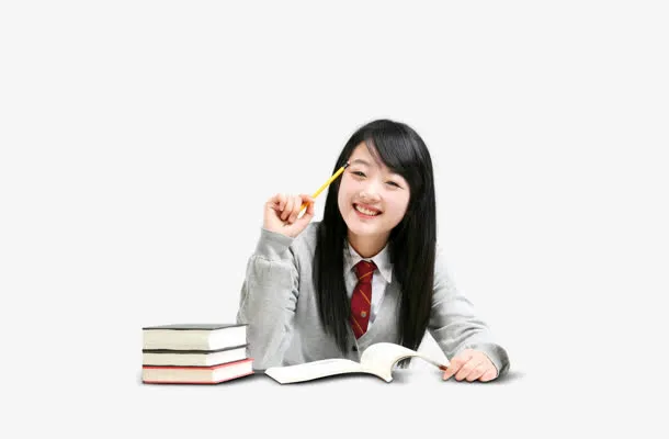 可爱长发清纯女学生免抠
