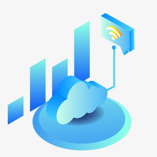 蓝色科技插画免抠