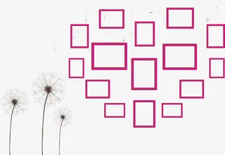 蒲公英粉色心形照片墙免费素材免抠