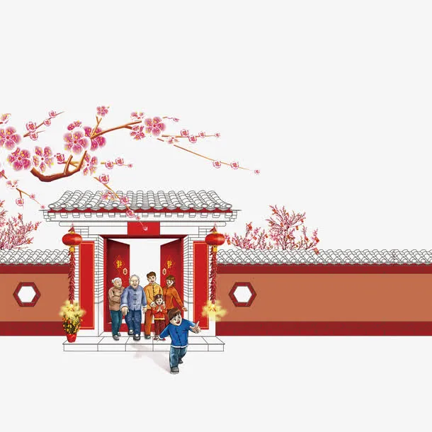 过年大门口免抠