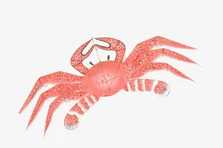 红色手绘中国风螃蟹免抠