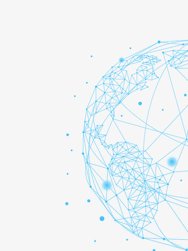 蓝色地球科技线条装饰免抠