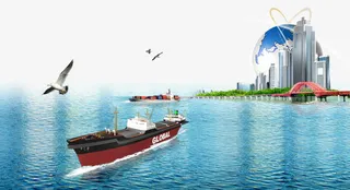 地球建筑海洋背景素材