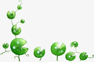 春天手绘荷叶装饰免抠