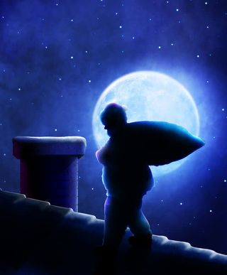 房子上的圣诞老人免抠