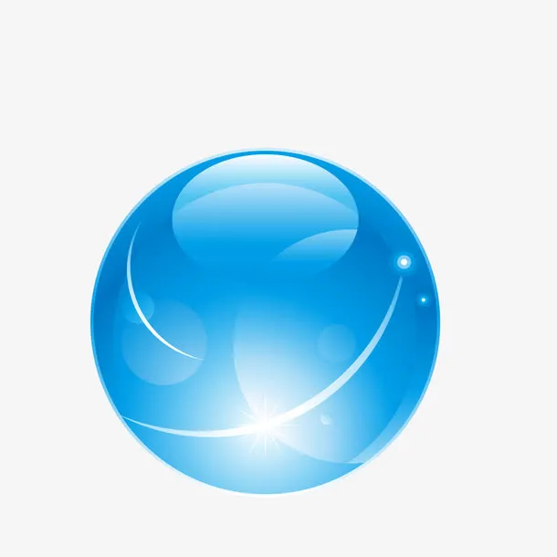 蓝色质感矢量五彩球免抠