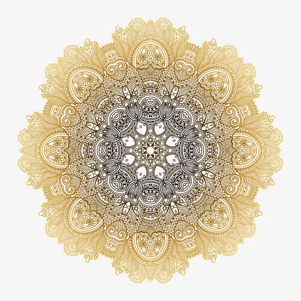 金色古典花纹免抠