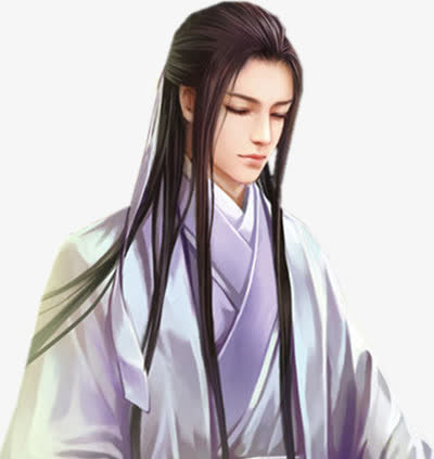 古风立绘白衣长发忧郁男子免抠
