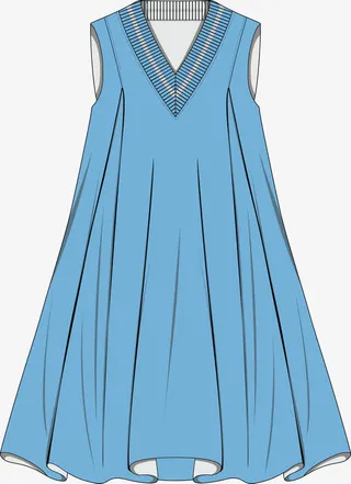 蓝色裙子设计素材图免抠