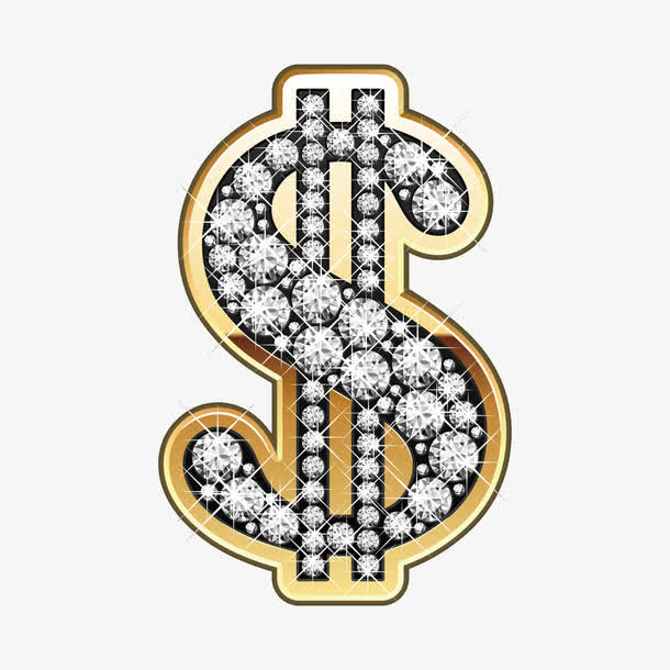 水晶金色货币符号免抠
