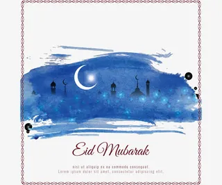 蓝色水彩笔刷海报免抠