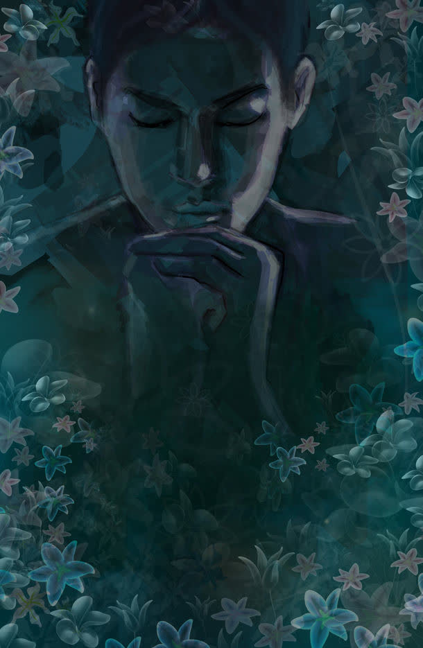 祷告的人物油画免抠