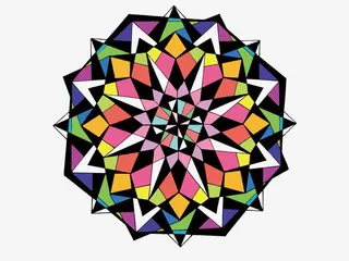 矢量彩色玻璃花纹免抠