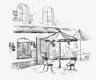 室外咖啡厅遮阳伞免抠