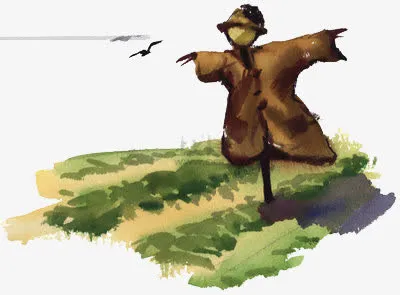 手绘稻草人免抠