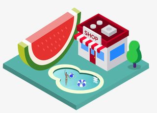 西瓜  泳池  超市  树免抠