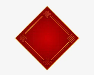 红色暗格中国风装饰图案免抠