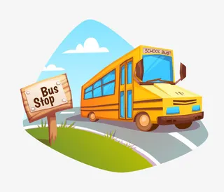 校车停靠车站图片素材免抠