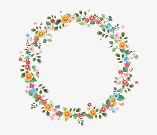 花卉绿叶装饰花环边框免抠