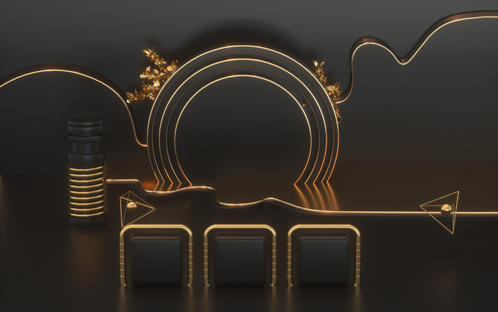 C4D，黑金，舞台，高端高清