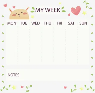 小清新兔子一周计划免抠