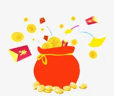 卡通钱袋金币钱包免抠