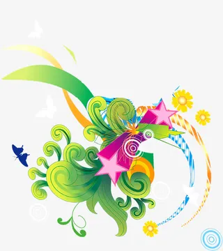 春季手绘彩色植物促销装饰免抠