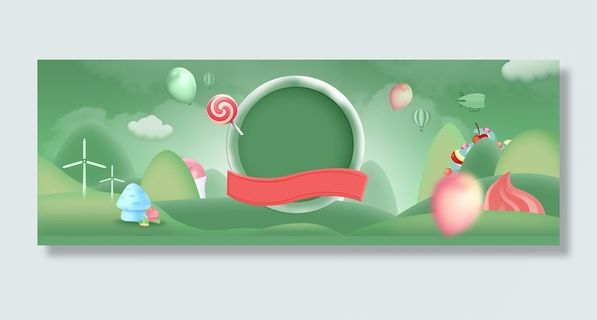 春季上新童趣蓝天几何绿banner高清