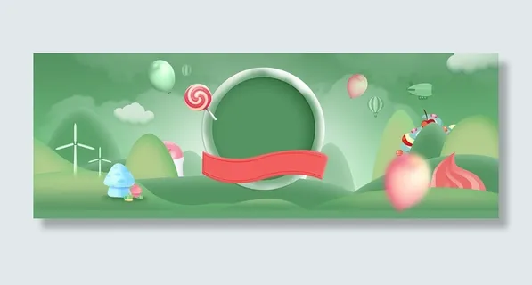 春季上新童趣蓝天几何绿banner高清 春季上新童趣蓝天几何绿banner高清