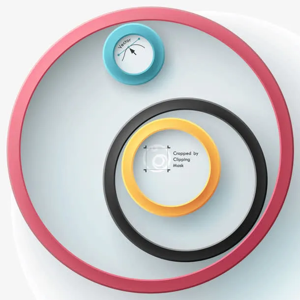 彩色圆环ppt信息元素免抠