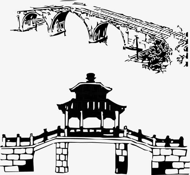 中国风桥梁亭子免抠