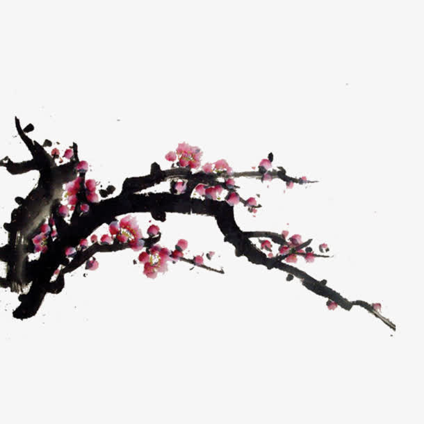 水墨桃花装饰免抠